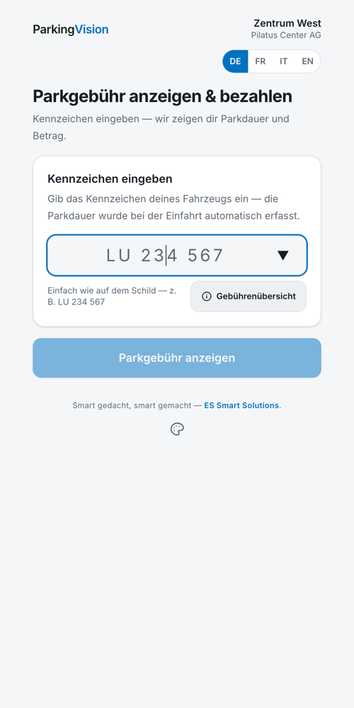 Zahlseite auf dem Smartphone